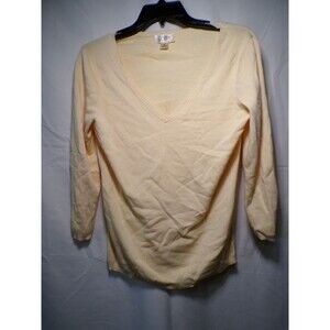 LOFT Women's Ivory Pima Cotton V Neck Pullover Sweater Small Knit
